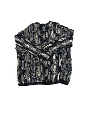 Coogi 3D Vintage 90s Black Multicolored Cable Knit Pullover Men  Sweater Sz 2X